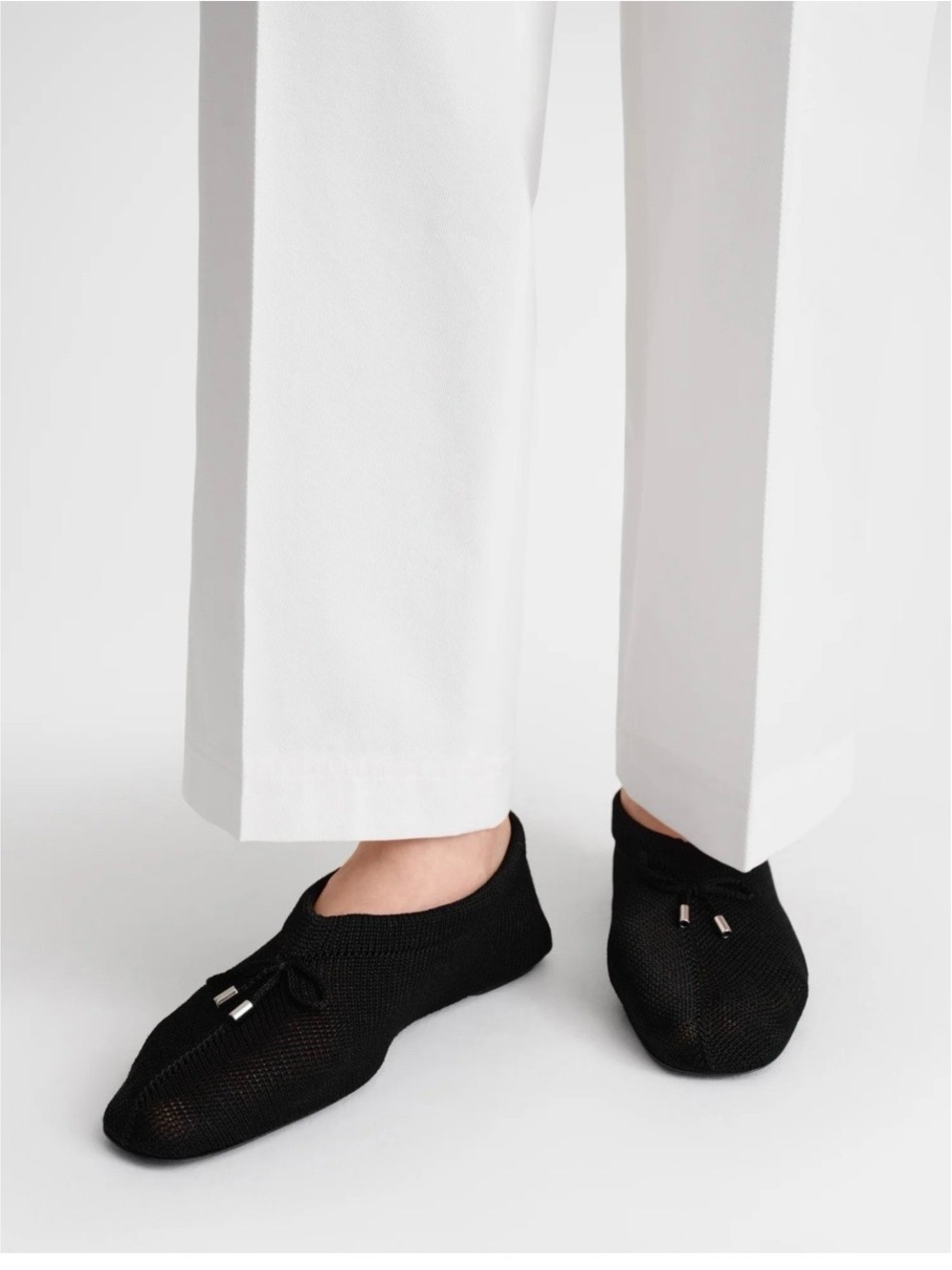 Toteme Black Knit Ballet Flats